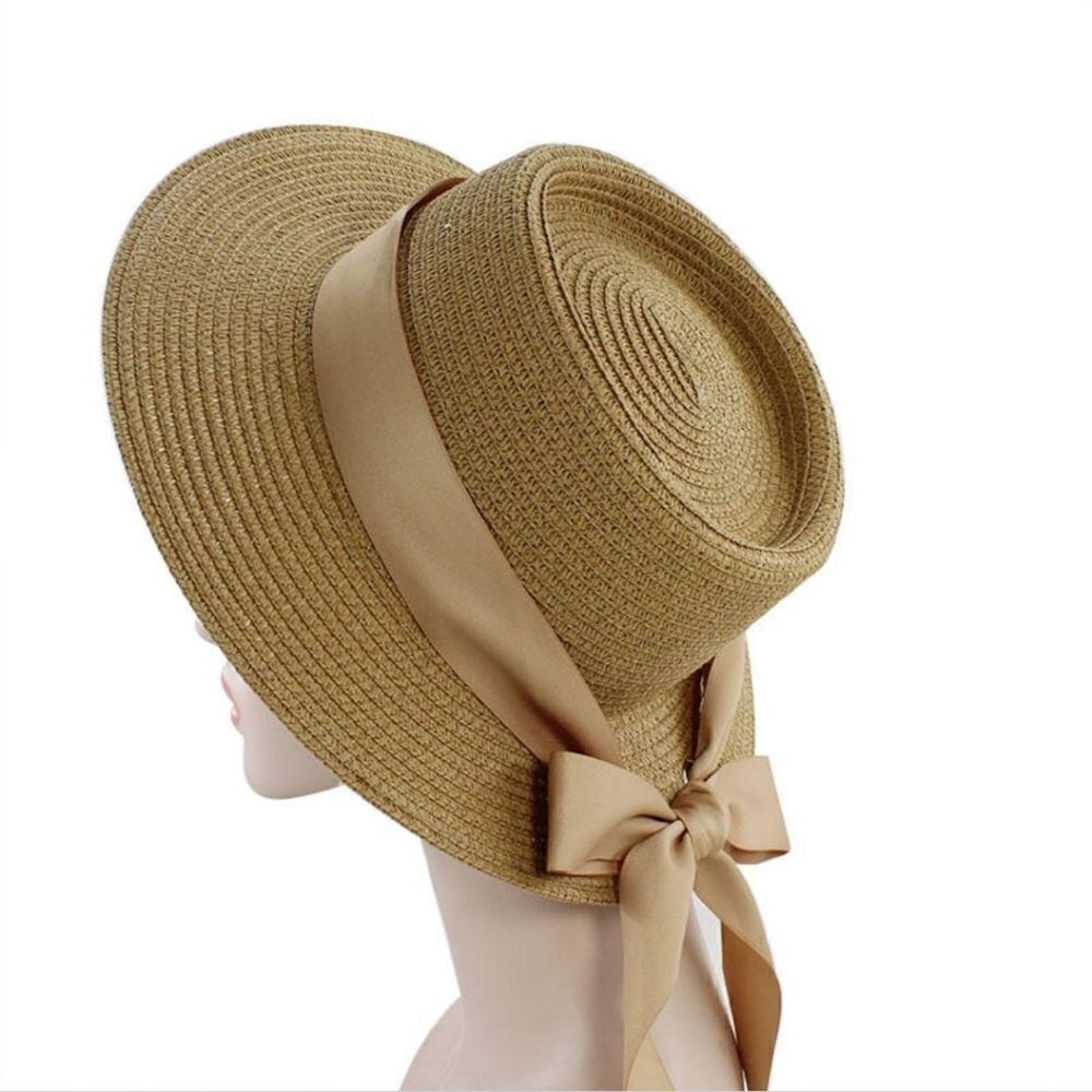 Caramel Straw Hat with webbing